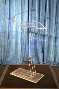 Clear Acrylic 3 panel Lectern (AV Equipment Rental)