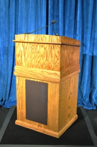 Table Top Lectern Blue Base (AV Equipment Rental)